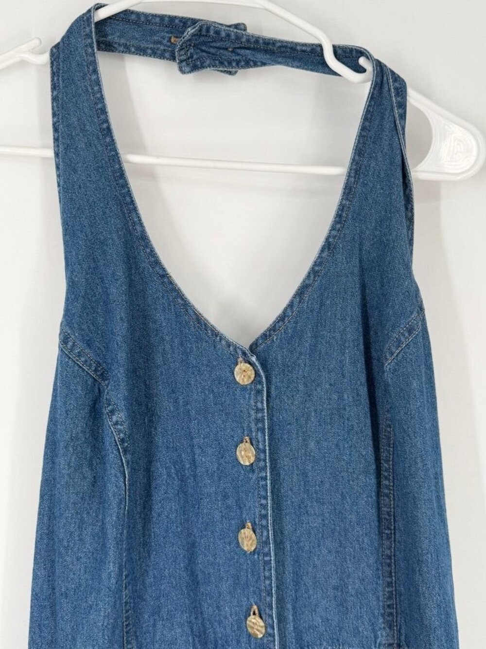 Signature by Robbie Bee Cotton Halter Dress Button Up Midi - Picture 3 of 12